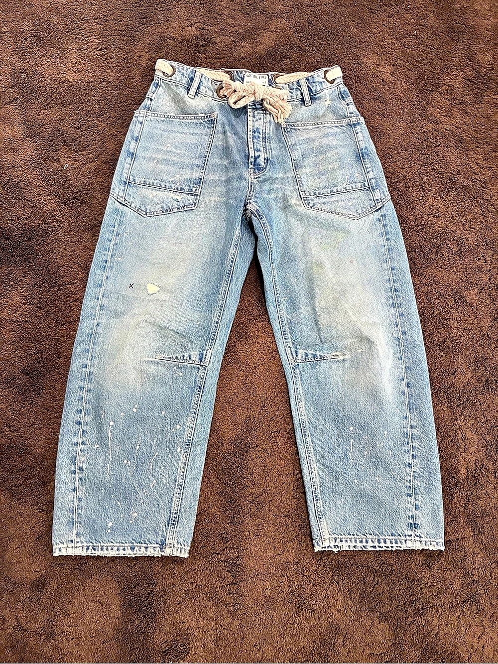 Free People We The Free Distressed Boyfriend Jeans in Blue